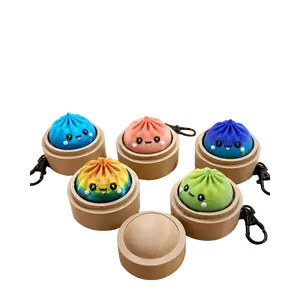 5 PACK 3D PRINTED MYSERY DUMPLING FIDGET CLICKER KEYCHAIN