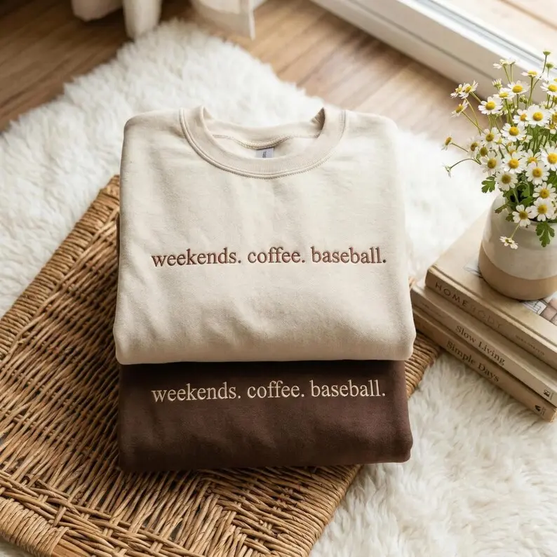 Embroidered Game Day Sweatshirt, Baseball Mom Embroidered Crewneck, Baseball Season Sweater, Coffee & Baseball Weekend Shirt, Sports Fan Pullover, Cozy Unisex Apparel