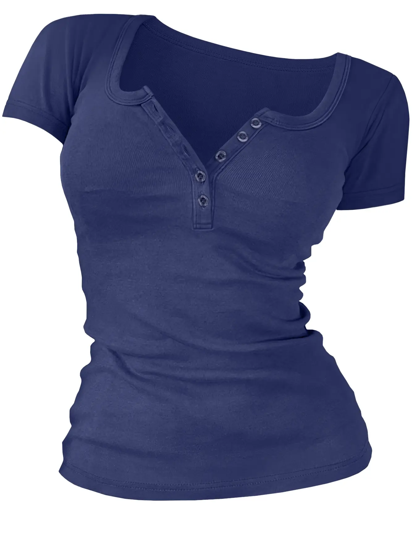 Women's Solid Color Buttons Front Tee Top, Casual Women's Short-Sleeve T-shirt Fit for Summer, Ladies Basic Clothes for Daily Wear, Minimalist T-shirt for Women Piece, Button Tops
