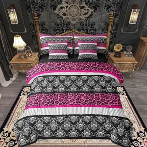 Polka Dot with Leopard Print Comforter Set 7 Pieces Pink Black White Leopard Bedding Set Wild Animal Skin Texture Bed in a Bag with Comforter,Sheets,Pillowcases,Cushion Covers
