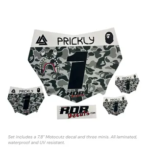 MotoCutz Style Number Plate Decal — Gray Designer Camo