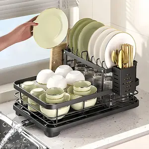 Kitchen Dish Drying Rack, 1 Set 2-layer Dish Drainer with Chopsticks & Cutting Board Storage Rack, Dish Storage Rack, Dish Drying Organizer for Kitchen