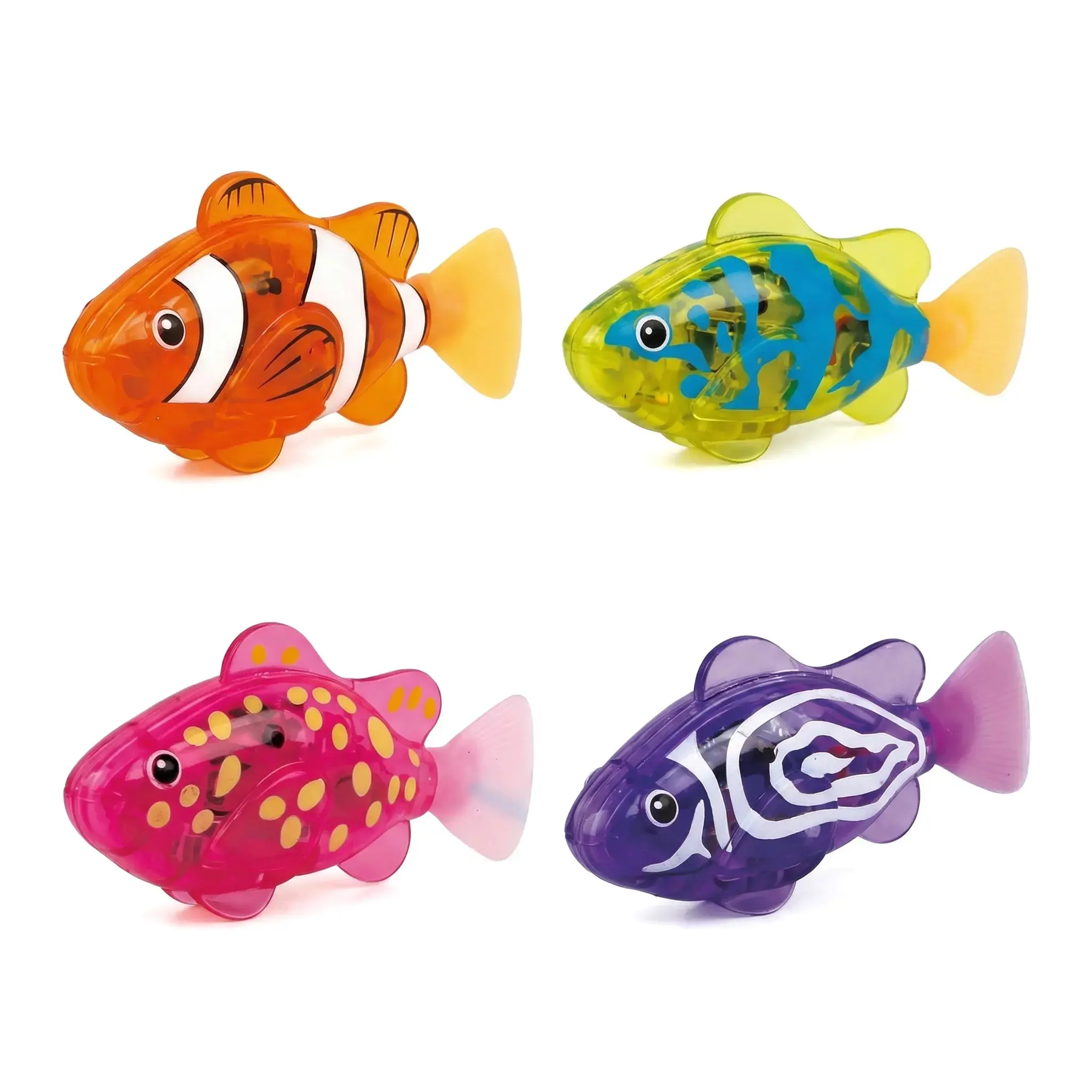 Electronic Pet Fish Bath Toy Set, 4pcs LED Light Up Swimming Fish, Waterproof Sensory Interactive Play Clownfish Toy, Slow Swing, Suitable for Toddlers
