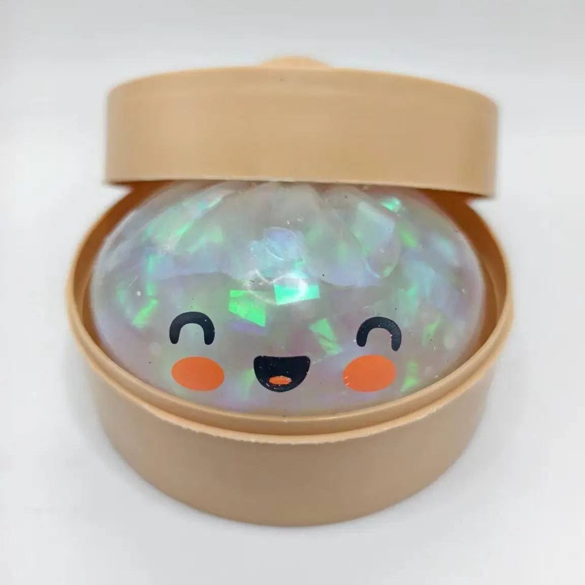 Holographic Glitter Dumpling Squishy With Steamer, Slow Rising ASMR Fidget Toy, Stress Relief Decompression Toy, Cute Realistic Food Toy For Kids Adults
