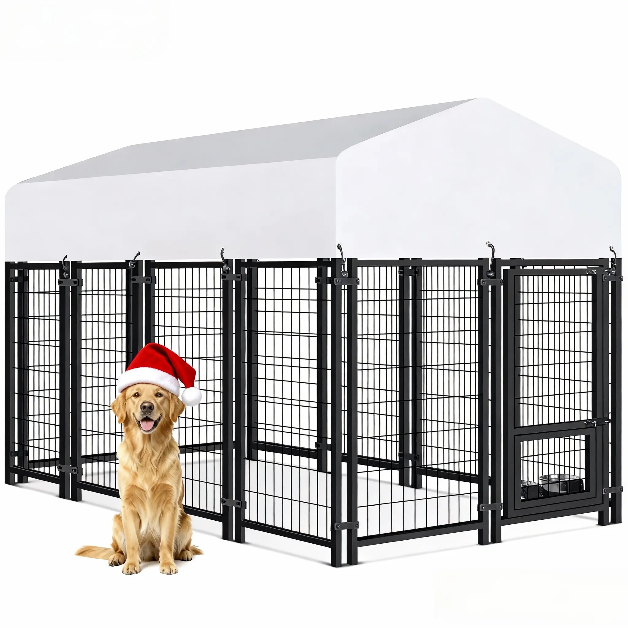 ORANLAND 7.8x4x5FT Outdoor Escape Proof Wire Metal Dog Kennel for Large Dogs - Extra Heavy-Duty Welded Playpen with Lockable Door, Waterproof Roof, UV-Resistant Anti-Rust Construction, Escape Proof Kennel, Wire Metal Kennel