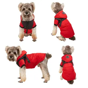 Waterproof Insulated Dog Jacket for Pets Warm Shell Coat in Red Hooded Down Velvet Material S M L XL 2XL Sizes Winter Wear
