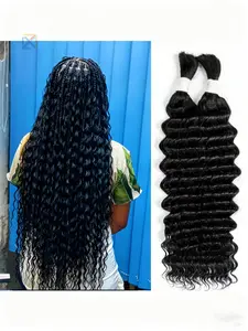 Human Braiding Hair For Boho Braids Curly 14-28 inch Full Bulk Human Hair For Braiding Wet Wavy 100g 2 Bundles No Weft Micro Braiding Hair Human Hair Extensions,Versatile Easy-to-Braid for Daily Wear(#1b, #99J, #4)