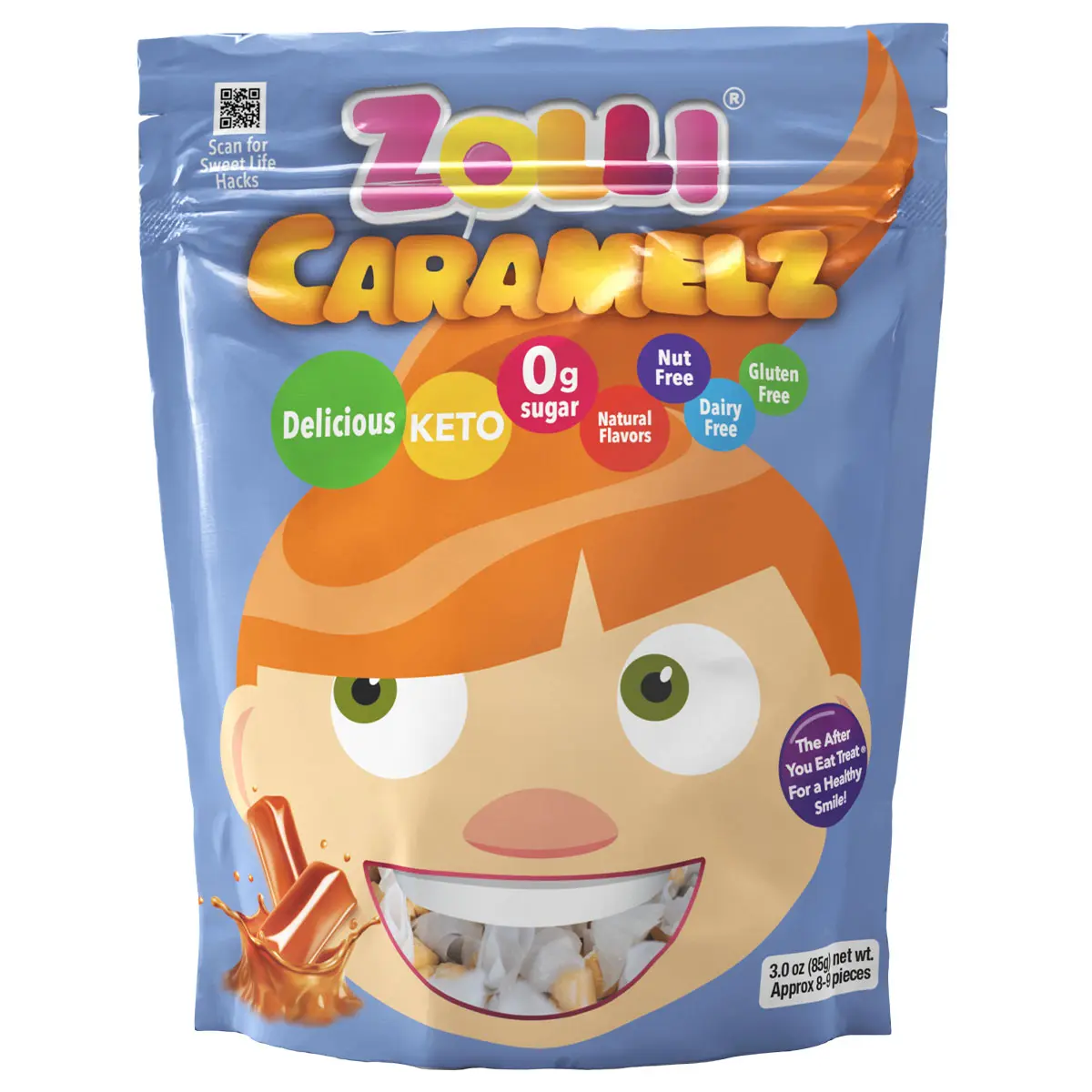 Zolli Caramelz, Zuper Girl Delicious, Zero Sugar, Sugar Free, Low Sugar, KETO, Vegan, Gluten Free, Dairy Free, No Artificial Colors, Kosher l Candy Snack