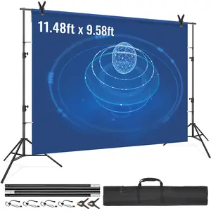 【fathersdaygift】VEVOR 12 x 10 ft Heavy Duty Backdrop Stand Height Adjustable Photography Backdrop StandBackground Support System with 6 Clamps and A Carry Bagfor PartyWeddingDisplayPhoto Accessories Camera