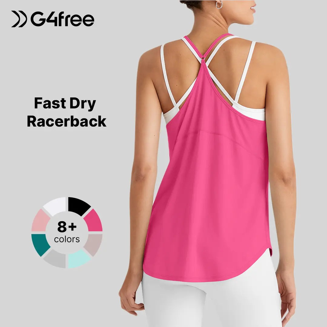 G4Free Womens Muscle Workout Tank Top Lightweight Athletic Gym Tops Fast Dry Racerback Running Tanks Activewear Outdoorfun
