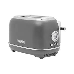 Haden Chelsea Stainless Steel 2 Slice Toaster, Extra Wide Slots, Grey & Chrome