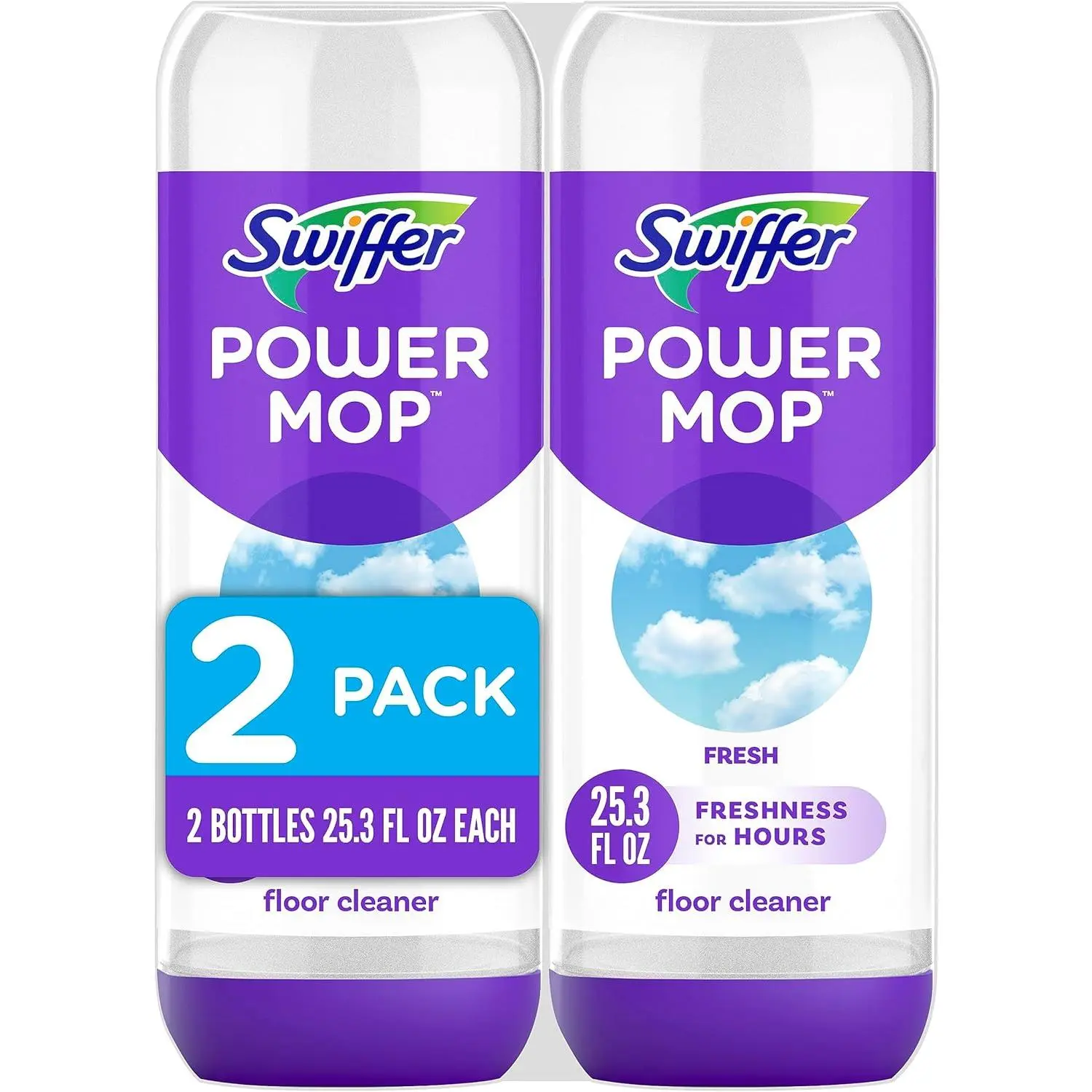 Swiffer PowerMop Floor Cleaning Solution with Fresh Scent, PowerMop Refills, Floor Cleaner for Mopping, 25.3 fl oz, 2 Pack
