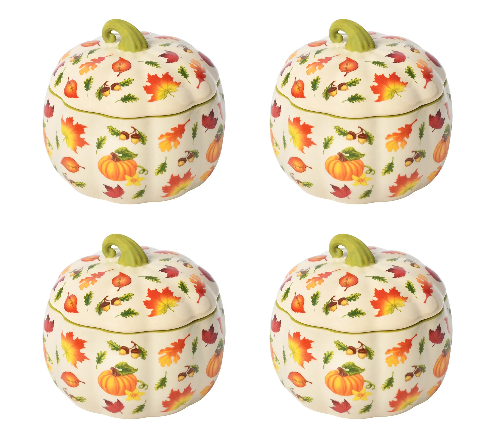 Temp-tations Set of (4) 16-oz Lidded Pumpkin Bowls Temp-tations Set of (4) 16-oz Lidded Pumpkin Bowls
