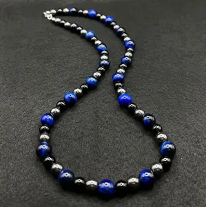 Obsidian, Hematite and Blue Tiger’s Eye Triple Protection 24” Necklace