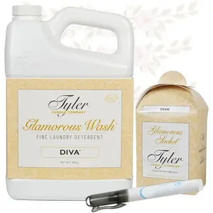 Tyler Glamorous Wash Diva Fine Laundry Detergent with Stain Remover Pen and Dryer Sachets - Liquid Detergent Designed for Clothing - Hand and Machine Washable - 64oz (Diva)