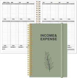 Income & Expense Log Book - A5 Income and Expense Ledger Book for Small Business, Accounting Bookkeeping  for Woman and Man, 5.5" x 8.5", Green Leaf