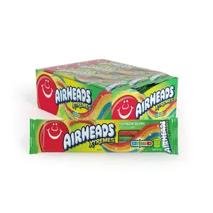 Airheads Xtremes Belts, (18ct) Halloween Trick or Treat Sweetly Sour Candy, Rainbow Berry Flavor, Individually Wrapped Bulk Candy for Adults & Kids, Movie Theater, Party, Non-Melting, 3 oz (Pack of 18) Chewy Candies Snack