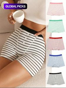 women's striped print boyshorts, underwear for women, casual comfy breathable panty for daily wear, underwear for all seasons, women underwear, lingerie for women, womenswear, soft breathable knicker