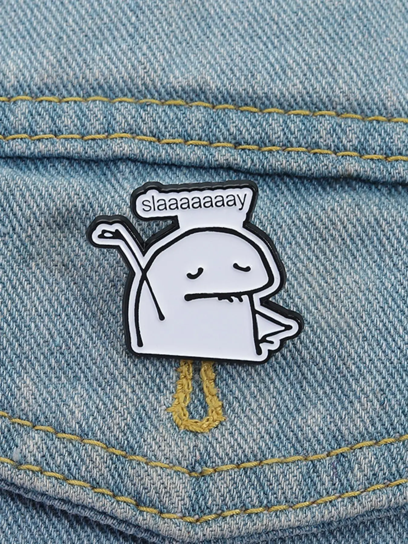 Slaaaaaaay Fun Spanish Quote Durable Alloy Enamel Pin Clip, Lapel Pin, Unique Cartoon Character Brooch, Casual Jewelry Accessory for All Ages and Fashion Styles