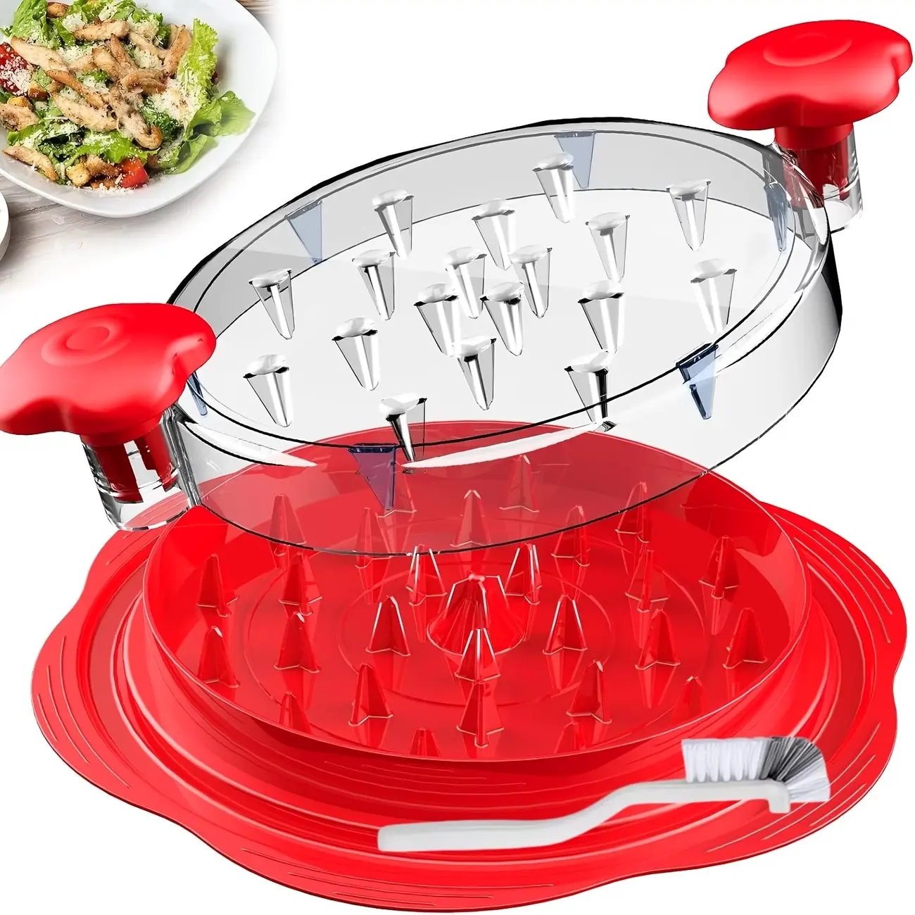 Manual Meat Shredder Kitchen Accessory with Safety Blade Guard, Cleaning Brush, Non-Slip Base, Handles - Compact Countertop Tool for Chicken, Beef, Pork, Veggies - Easy Assembly for Home Meal Prep - Great Gift for Cooking Enthusiasts, Kitchen Accessories,