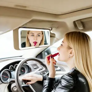 Car Sun Visor Vanity Mirror Car Vanity Mirror With Lights Makeup with 3 Light Modes & 60 LEDs Rechargeable Dimmable Touch Control Travel Makeup for Truck SUV