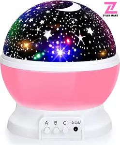 Star Night Light Projector - 360 Degree Rotation Moon & Star - Light Color Changing with USB Cable Led Multicolor Ceiling Projection Lamp