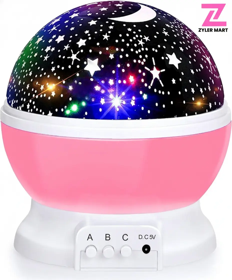 Star Night Light Projector - 360 Degree Rotation Moon & Star - Light Color Changing with USB Cable Led Multicolor Ceiling Projection Lamp Ambient Led Lighting