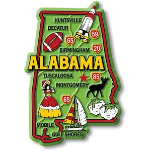 Alabama Colorful State Magnet by Classic Magnets, 2.4" x 3.6"