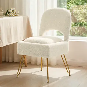 Vanity Stool with Storage & Folding Backrest, Cute White Faux Fur Makeup Stool Ottoman, Comfy Padded Chair for Bedroom, Adjustable Back & Plush Cushion Seat, 16.6" Wide 11L Storage Space