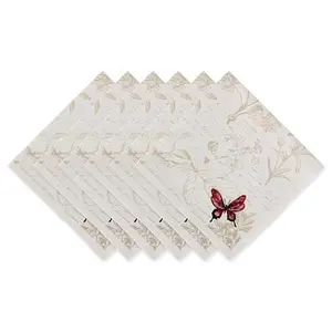 Design Imports Botanical Butterfly Embroidered Napkin 6-pack
