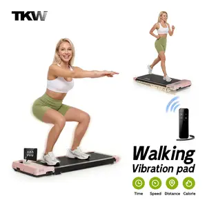 TKW 4-in-1WalkingVibration pad, Lightweight UnderDeskWalking pad Treadmill, 220-300lbs Weight Capacity,Low-Noise Motor Walking Pad,withHandle, Remote Control & Wheels for Easy mobility, LEDDisplay, Portable Under Desk Treadmill