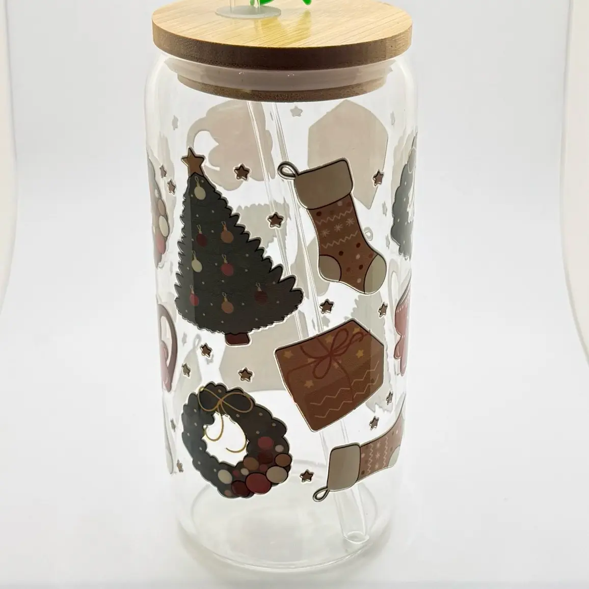 16oz Aesthetic Christmas Drinking Glass - Festive Partyware - Drinkware