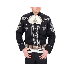 Camisa Charra para Hombre Negra Elegante