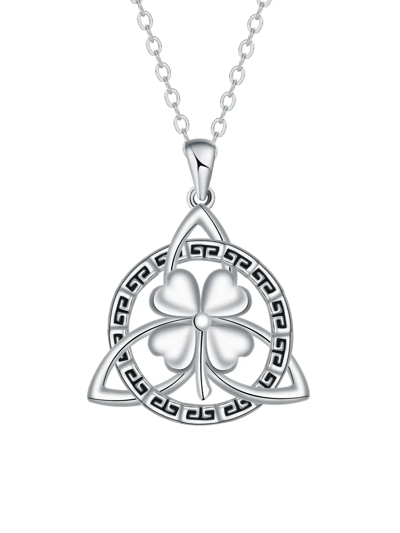 Lucky Leaf Protection Knot Necklace for Women, Leaf Clover Charm Irish Celtic Knot Pendant Necklace, Vintage Amulet Necklace Gifts for Women, Jewelry Gifts, Pure Copper Jewelry