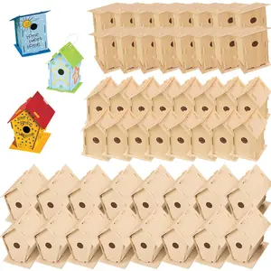4" x 6" Bulk 48 Pc. DIY Unfinished Wood Birdhouses with Hangers