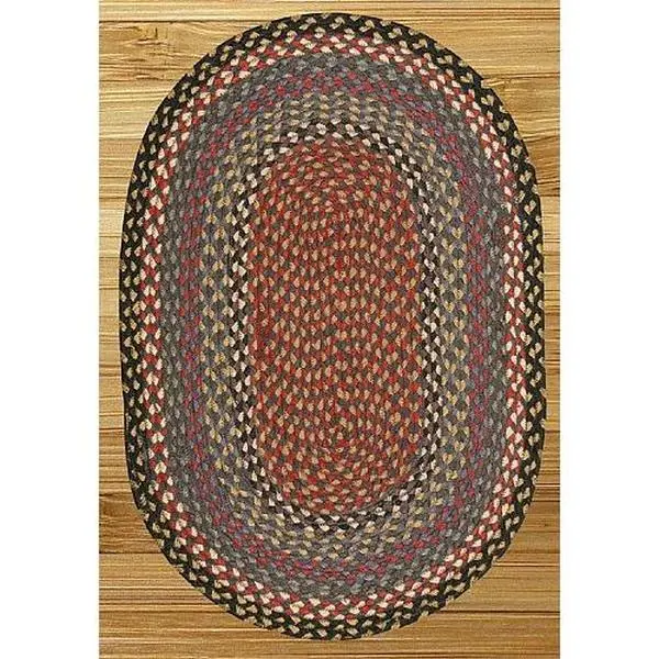 Capitol Earth Rugs 07-043 Hearth Safe Jute Fiber Braided Area Rug, Multicolored (Burgundy-Blue-Gray), Durable, Fire Retardant, Mildew Resistant, Natural Texture, Braided Weave