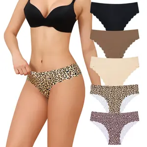 LEVAO Seamless No Show Bikini Underwear for Women – Wavy Sides, Ice Silk Breathable Panties, Invisible Stretch Comfort 5 Pack S-XXL