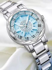 Sunflower Ceramic Watch New Women's Luxury Fashion Automatic Quartz Watch, Elegant Party Gift, Stylish Ladies' Wristwatch