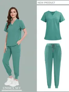 Multi-color Scrub Set Quick-drying Comfortable Skin-friendly Pet Hospital Doctor Nurse Suit Pet Grooming Workwear Set for Men and Women Two-piece Set