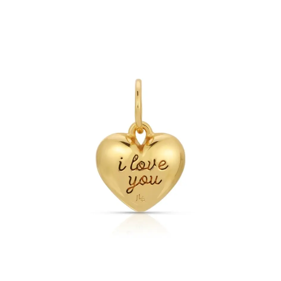 Luv "I Love You" Engraved Heart Charm - Elegant Heart Design for Personal Gifts and Decorations