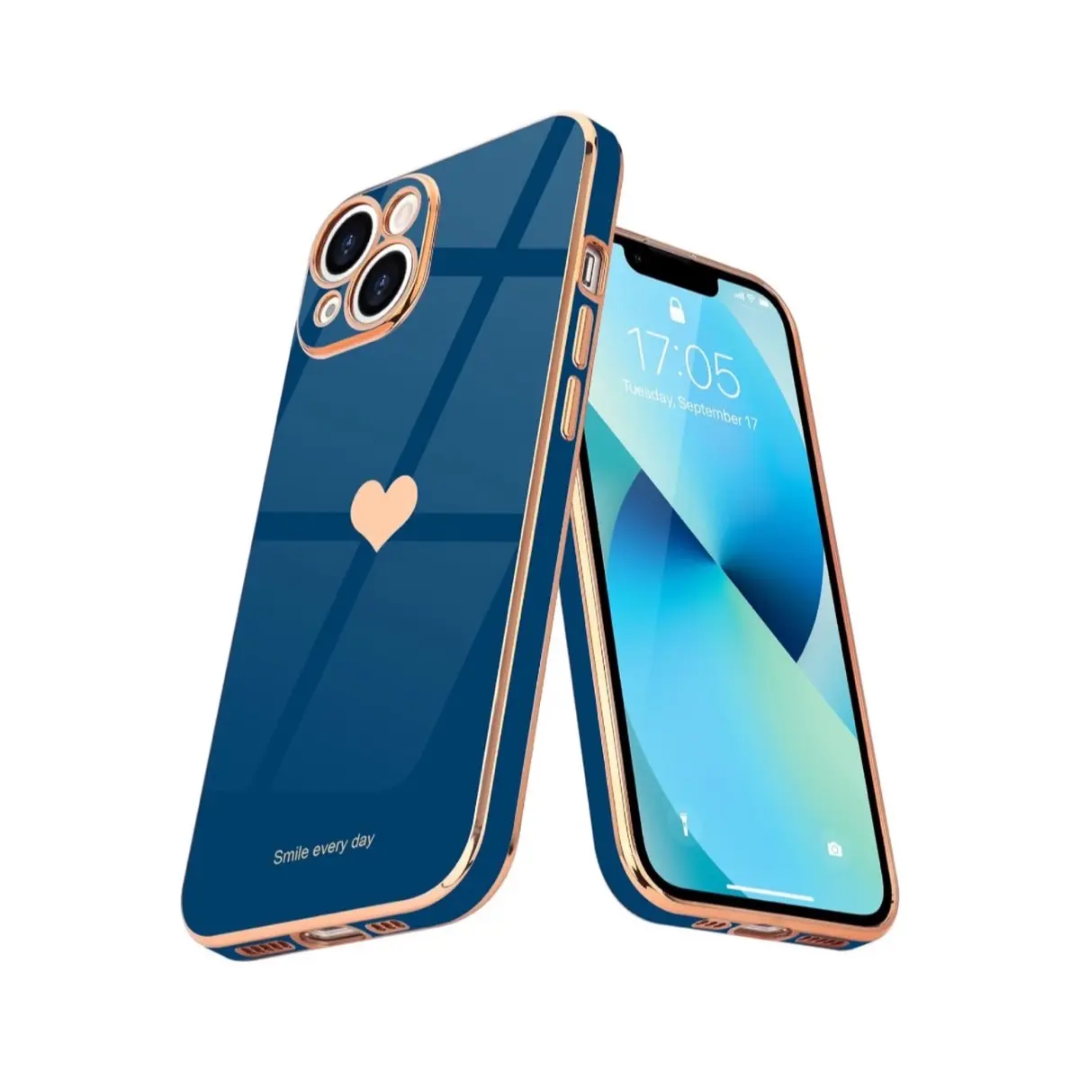 Teageo Compatible with iPhone 13 Case Cute Love-Heart Luxury Bling Plating Soft Back Cover Raised Camera Protection Bumper Silicone Shockproof Phone Case for iPhone 13 Protective Durable