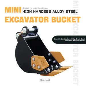 Mini Excavator Bucket with Teeth Narrow Trench Attachments for 1-Ton Small Diggers Landscaping, Irrigation, Foundation Work Accessories