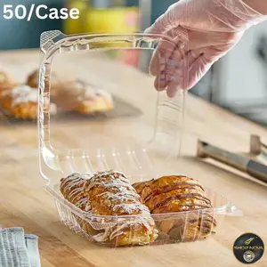 Dart C90PST1 Clear Seal Hinged Lid Plastic Container 8 1/4" x 8 1/4" x 3" Leakproof & Standard-sized - 50/Case