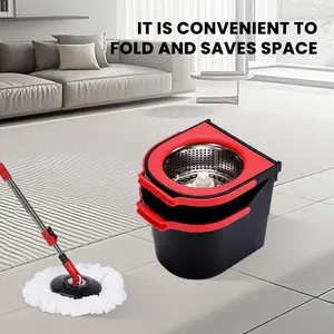 AHF New Model Microfiber Spin Mop R-2/R-2S 360° Rotation Hands-Free Cleaning System Red Standard Design Model R-2/R-2S Upgraded Version Foldable & Space-Saving Household Cleaner Tool