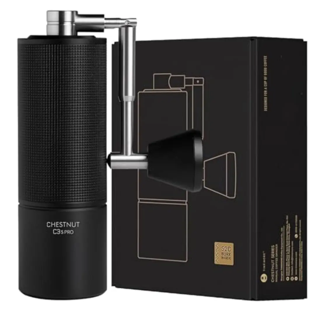 TIMEMORE Chestnut C3S PRO - Manual coffee grinder, S2C stainless steel, handheld coffee grinder with foldable handle, adjustable grind setting for French press and espresso, Black, Coffee Grinding Tool, Coffee Making Tool