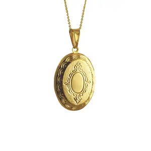 Gold Vintage Style Oval Locket Pendant
