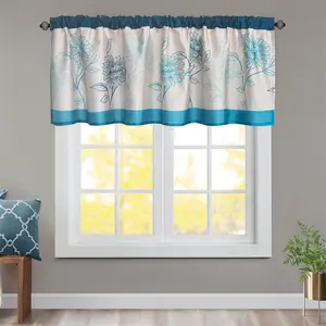 2 pieces Convenient Blue Chelsea Kitchen Curtain – Installs Easily on Any Rod
