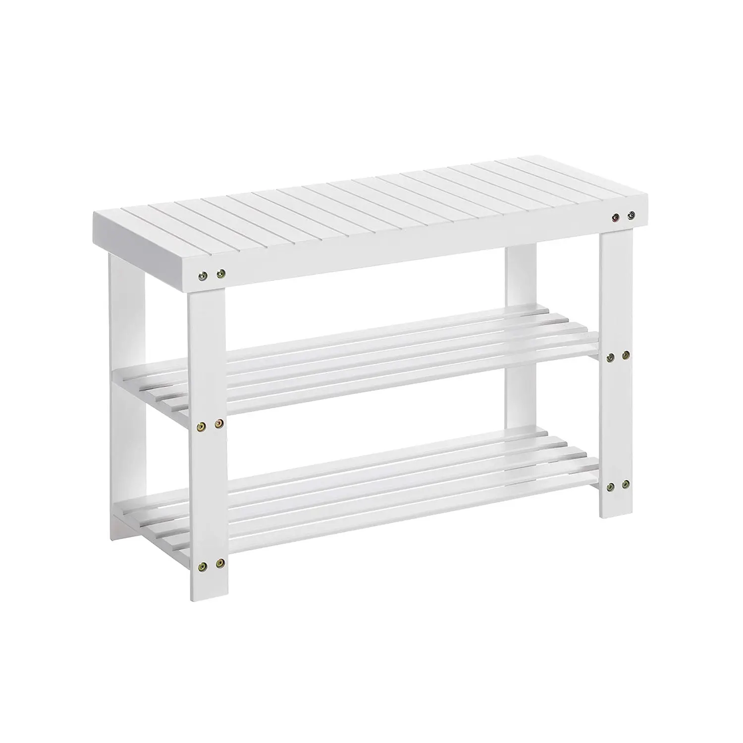 SONGMICS Shoe Rack Bench, 3-Tier Bamboo Shoe Storage Organizer, Entryway Bench, Holds Up to 286 lb, 11.3 x 27.6 x 17.8 Inches, for Entryway Bathroom Bedroom