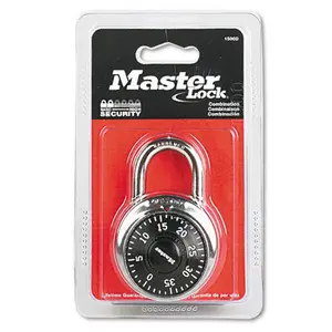 Master Lock  Master Lock Combination Lock Stainless Steel 1-7/8 Wide Black Dial EA -, Stainless Steel Build