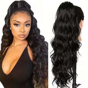 Binf Body Wave Human Hair Drawstring Ponytail Brazilian Clip In Remy Hair Ponytail Natural Color Heat Resistant Pony Tail For Women